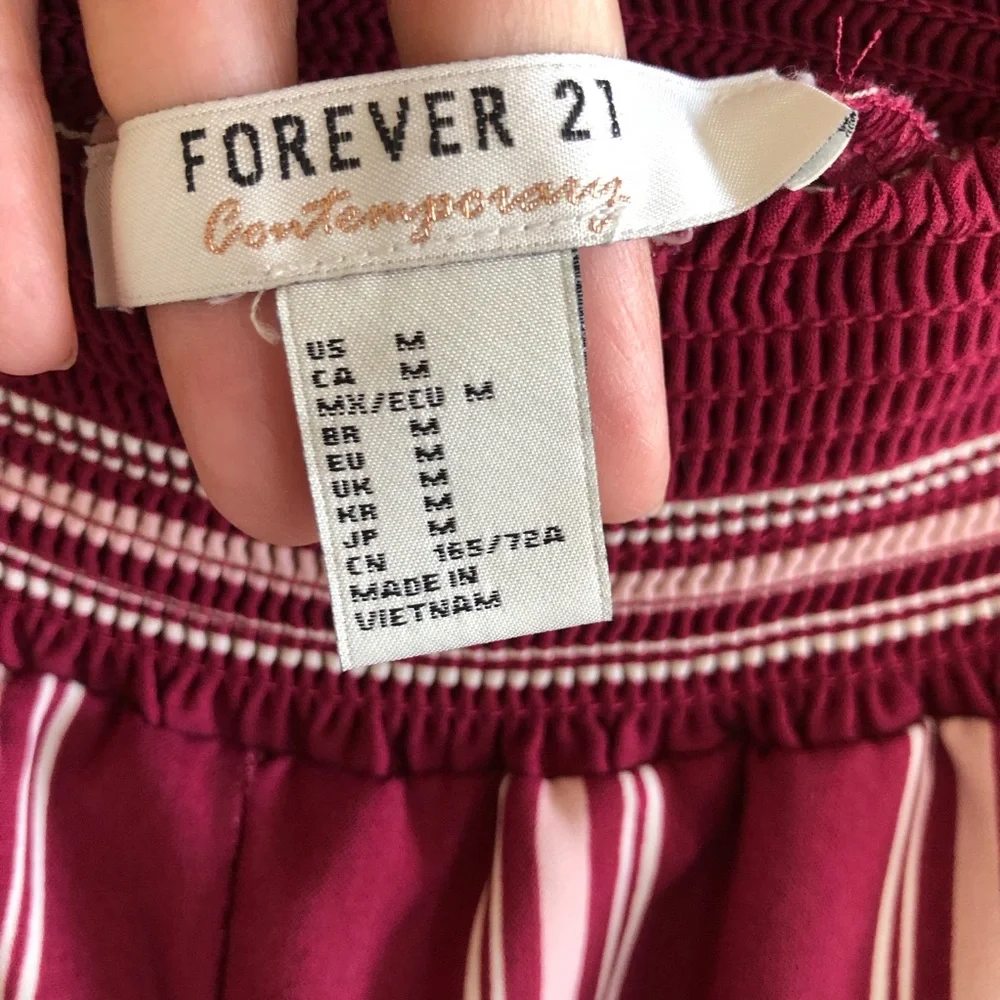 Forever21 wide legged pants maroon striped M - Picture 6 of 11